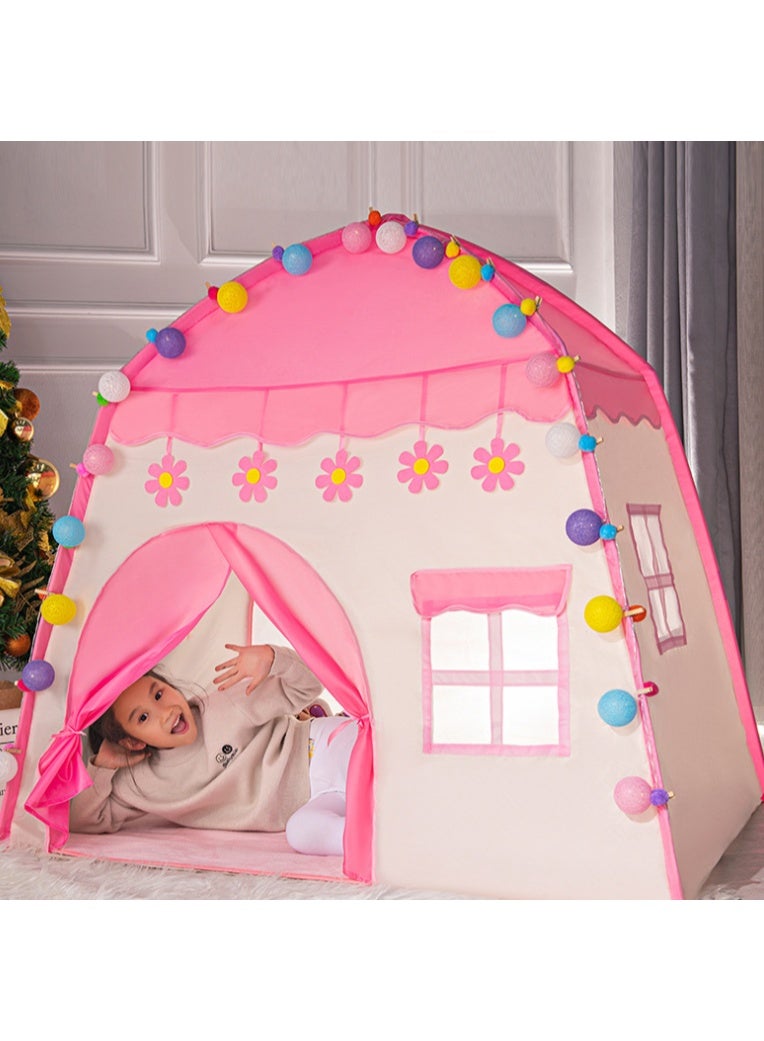 Cute Princess Tent for Girls, Pink Castle Play Tent Playhouse for Children Indoor and Outdoor Fun, Outdoor Play Tent，130*100*130cm(LxWxH)  - Image 4