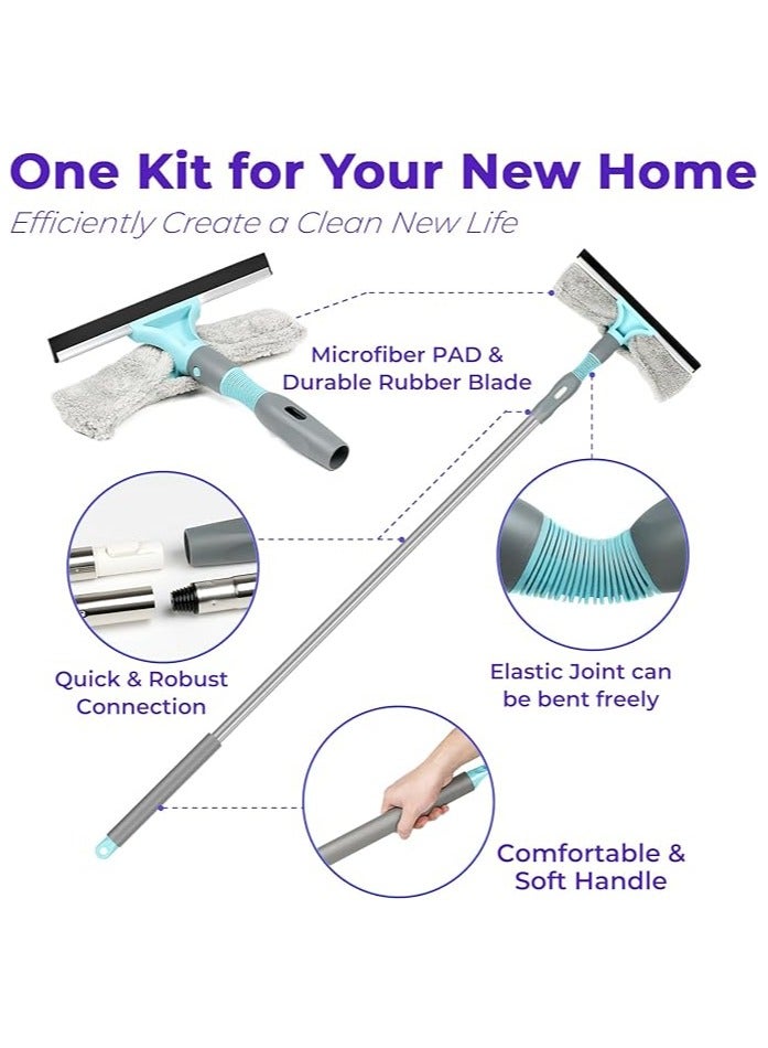 6-in-1 Foldable Broom & Mop Set – Detachable Cleaning Tools with Extendable Pole, Window Squeegee, Scrubber & Fiber Duster for RV, Home, Dorm, Easy Storage in UAE  - Image 3