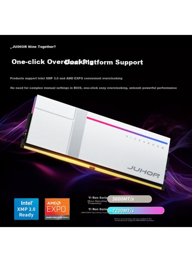 Juhor 32gbDdr5 7200 Desktop Memory Kit With Blade Rgb Lighting Hynix A-die Chips Cl34 - Image 2