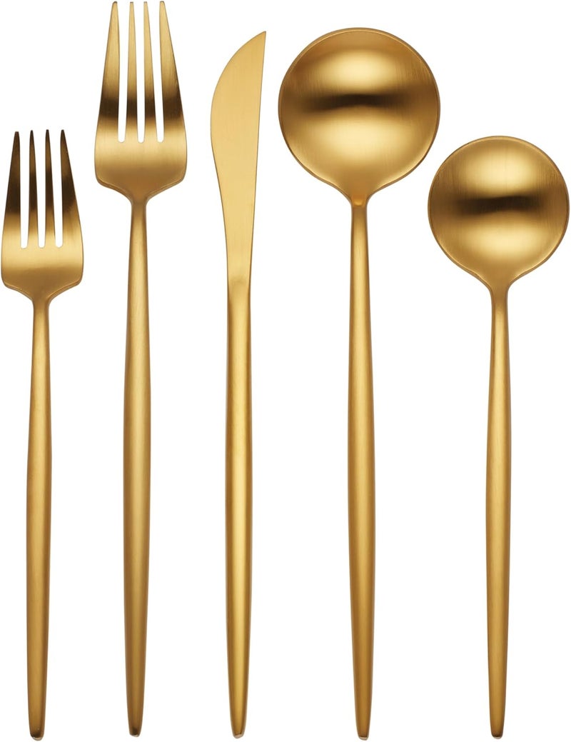 Hampton Forge 894758 Skandia Zephyr Satin Gold 45 Piece Flatware Set Metallic - Image 1