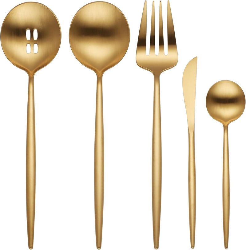 Hampton Forge 894758 Skandia Zephyr Satin Gold 45 Piece Flatware Set Metallic - Image 2