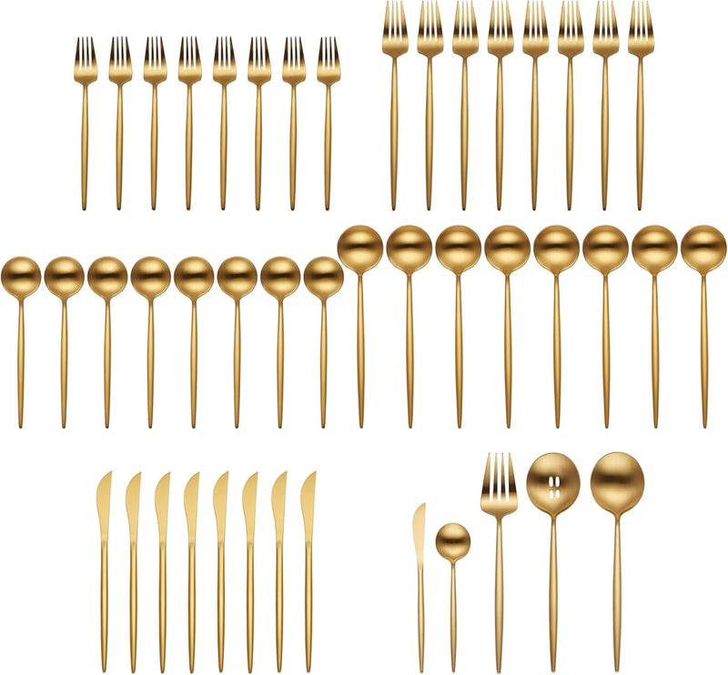 Hampton Forge 894758 Skandia Zephyr Satin Gold 45 Piece Flatware Set Metallic - Image 5