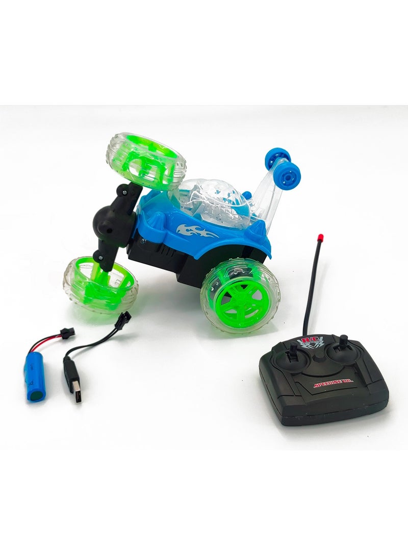 TOON TOYZ 360° Stunt Car for Kids with Rechargeable Battery, RC Remote Control Car with Lights, Music & Flip Tricks – Multicolor, Age 6+ - Image 1