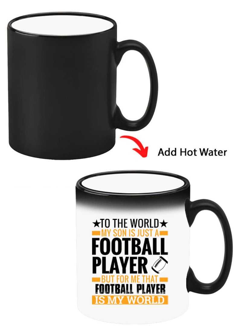 Theodor Color Changing Heat Sensitive Ceramic Mug, Image Revealed When HOT Liquid is Added! Football player Black - Image 1