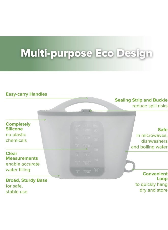 haakaa حقائب تعقيم بخار الميكروويف من هاككا السيليكون للسفر، حقائب بخار سيليكون قابلة لإعادة الاستخدام لزجاجات الأطفال، مضخات الثدي، الملحقات، اللهايات وألعاب الأسنان، رائعة للاستخدام في المنزل وأثناء التنقل، رمادي (1 قطعة) - Image 4