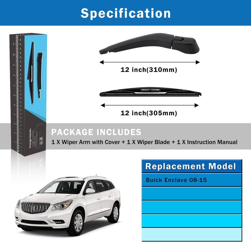 WTI Rear Windshield Wiper Kit for 2008-2015 Buick Enclave SUV - Image 5