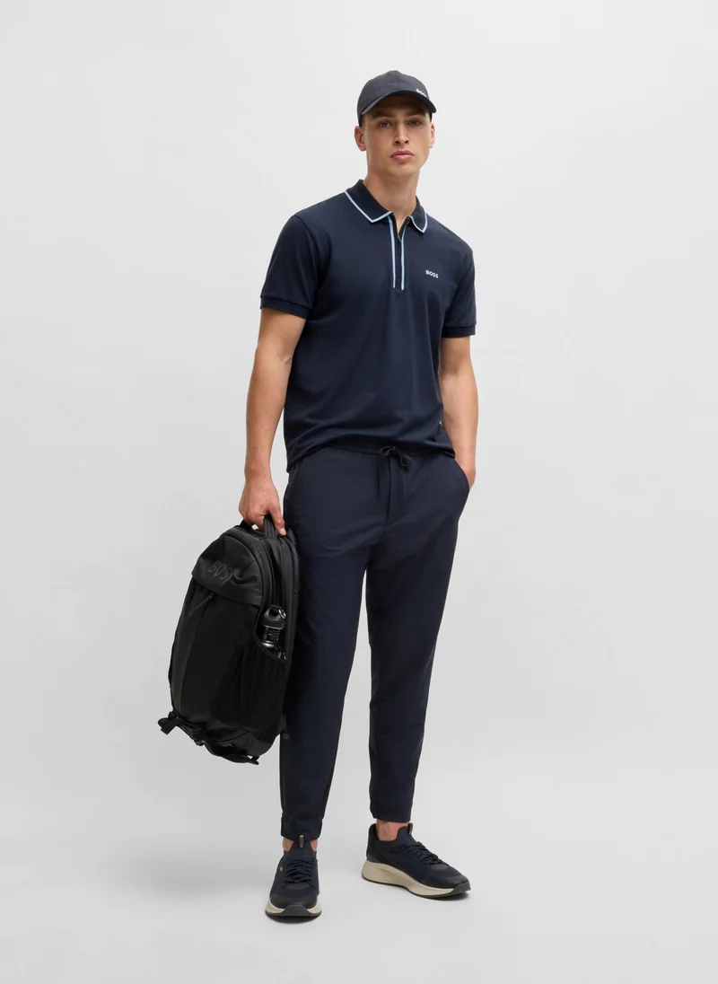 BOSS Stretch-cotton polo shirt with contrast stripes