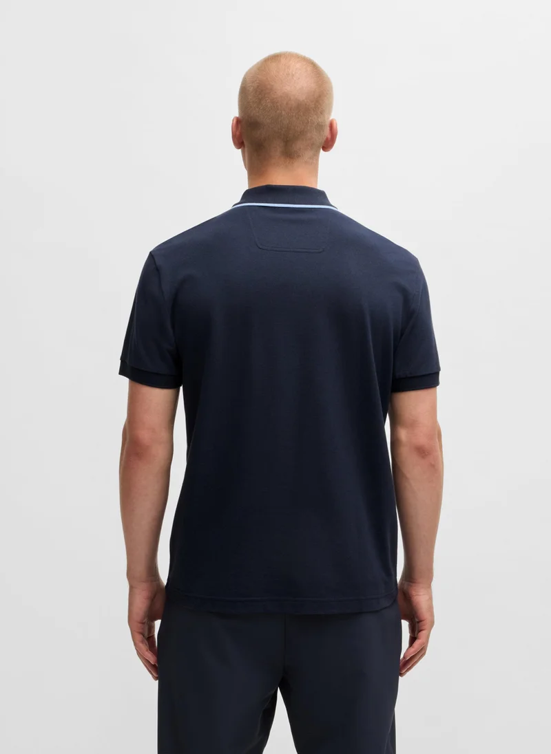 بوس Stretch-cotton polo shirt with contrast stripes