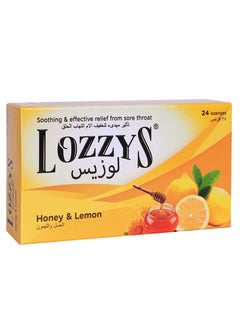LOZZYS Lozzys Honey & Lemon, Dual Anti-Bacterial Action, Fast Effective Relief from the Symptoms of Sore Throats, 24 Lozenges  - Image 1