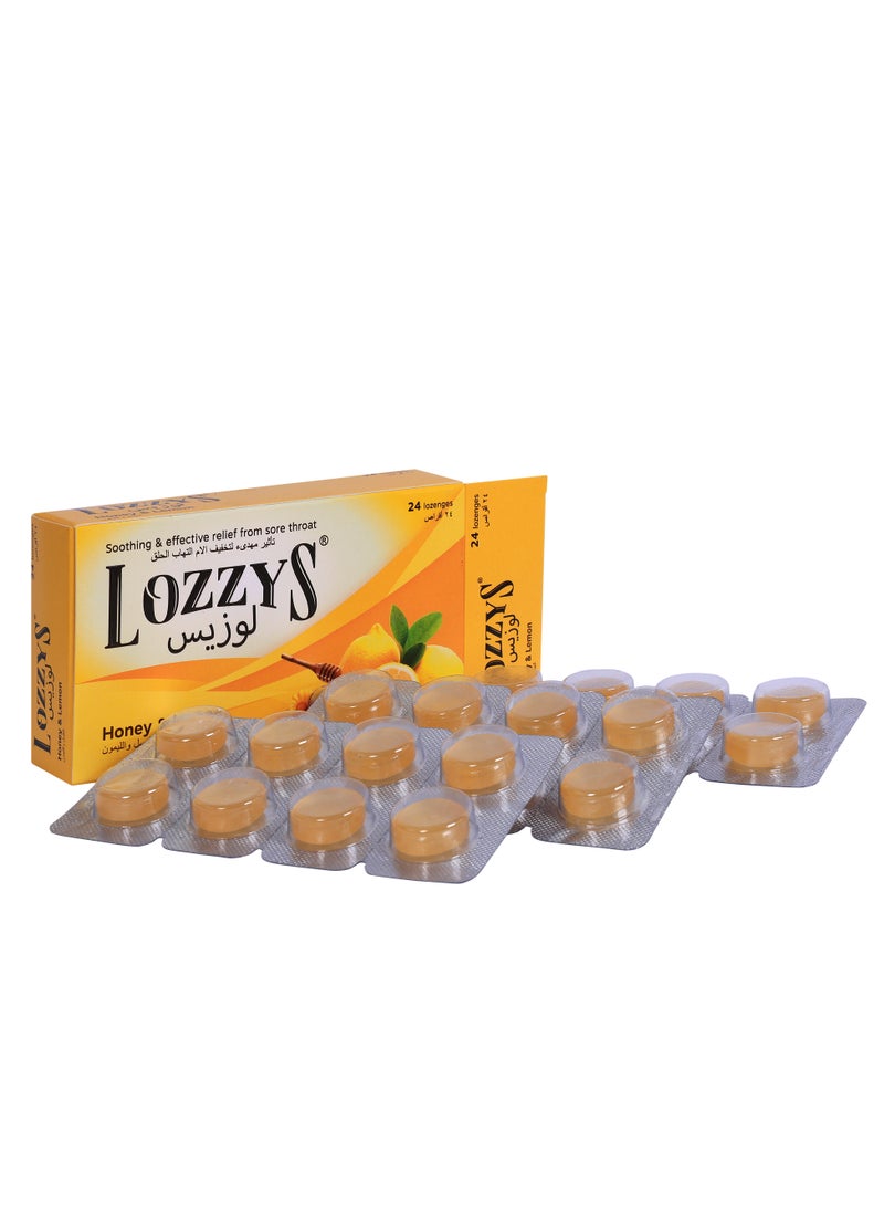 لوزيس Lozzys Honey and Lemon, مفعول مزدوج مضاد للبكتيريا، تخفيف فعال سريع من أعراض التهاب الحلق، 24 قرص استحلاب - Image 4