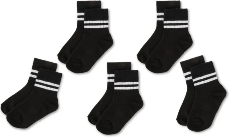 Novibaby 5-Pack Cotton Kids College Socks Baby Unisex Girls Women Boys School Socks, White Black Pink