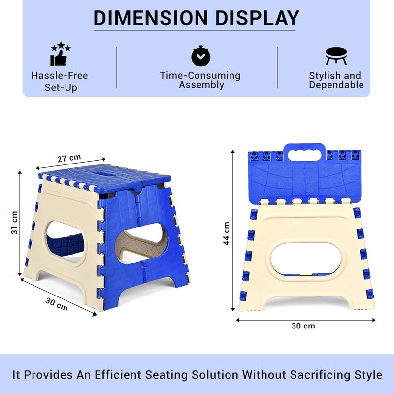 Homestic Homestic Pack of 2 Stool Foldable Stool Collapsible Camping Chair Stool for OutdoorFishingHikingGardeningTravel Portable Stool Multipurpose Sitting Stool Small Cream Blue  - Image 3
