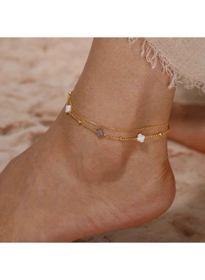veya "A luxurious anklet from Veya, made of genuine 925 sterling silver and plated with 14k gold, designed with a double jacket adorned with sparkling metal pieces and accents that add charm and elegance to every look. ✨ It comes in a luxurious package that reflects the piece's luxury and quality." - Image 5