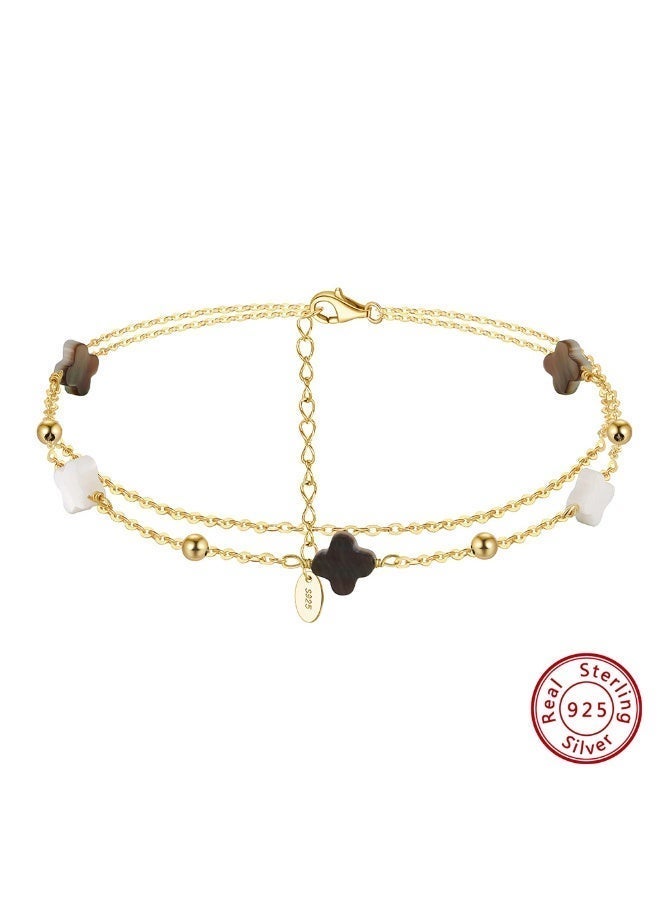 veya "A luxurious anklet from Veya, made of genuine 925 sterling silver and plated with 14k gold, designed with a double jacket adorned with sparkling metal pieces and accents that add charm and elegance to every look. ✨ It comes in a luxurious package that reflects the piece's luxury and quality." - Image 2