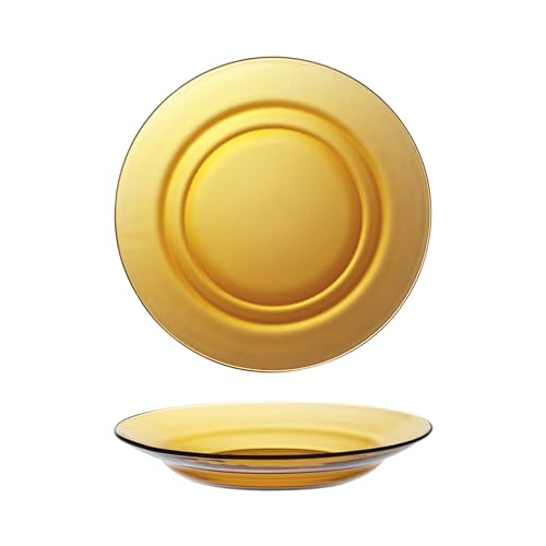 Duralex® LYS Amber Deep/Soup Glass Plates, Set of 6, 23 cm, for Cereal, Soup, Pasta and More - Image 1