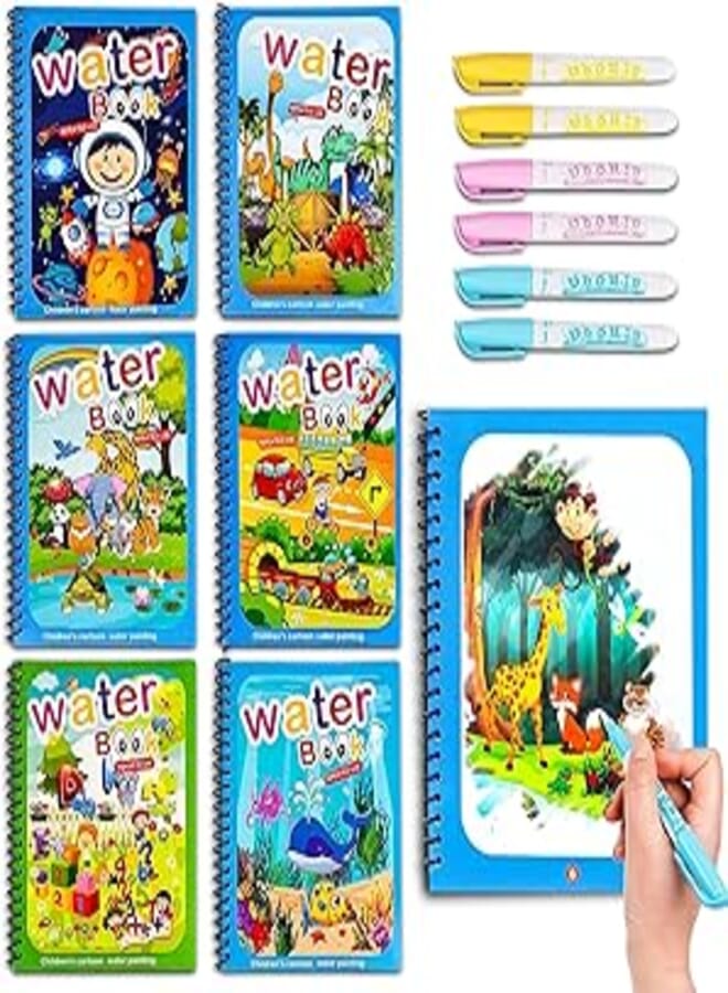 SNAPTRON Water Coloring Books - 6 Set of Water Doodle Books for Kids' Birthday Party Return Gifts - Age 3-7, Unisex, Clear