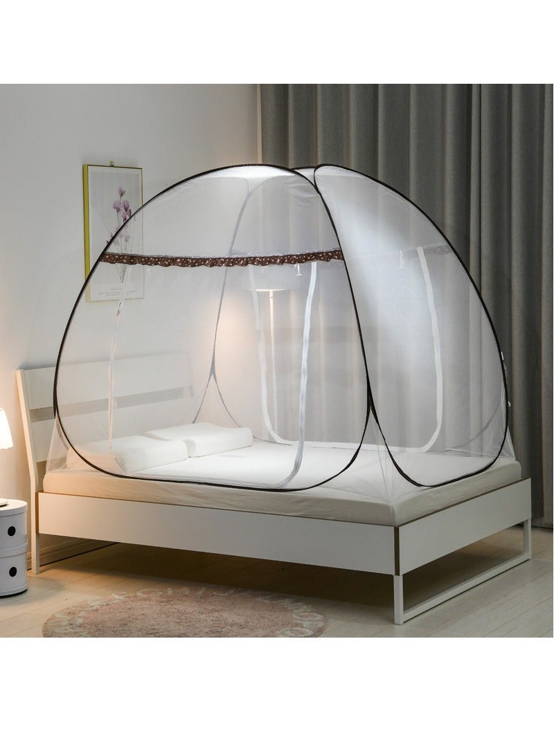 Innovative Thermal Double Mosquito Net - Handmade - Foldable, Polyester 30GSM Strong Mosquito Net PVC Coated Corrosion Resistant Household Steel Wire (Brown)  - Image 1