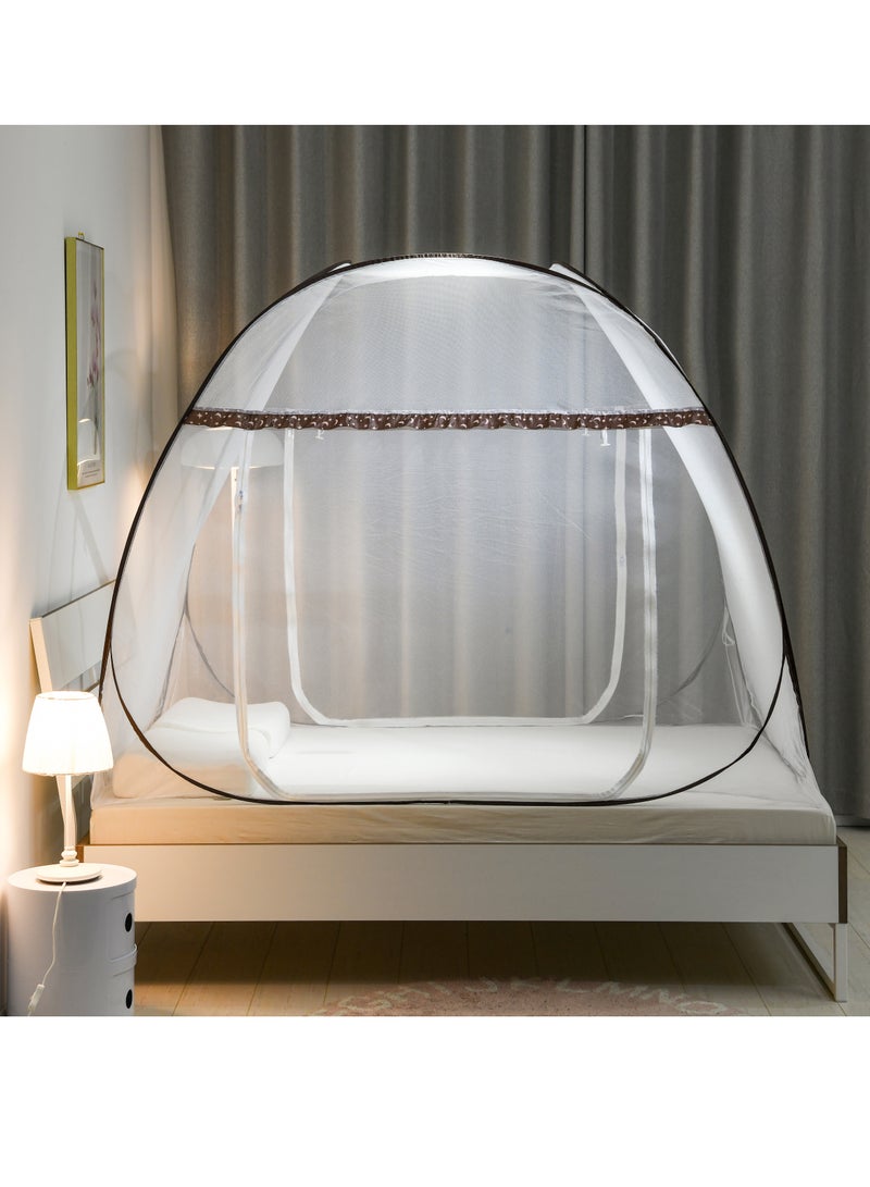 Innovative Thermal Double Mosquito Net - Handmade - Foldable, Polyester 30GSM Strong Mosquito Net PVC Coated Corrosion Resistant Household Steel Wire (Brown)  - Image 3