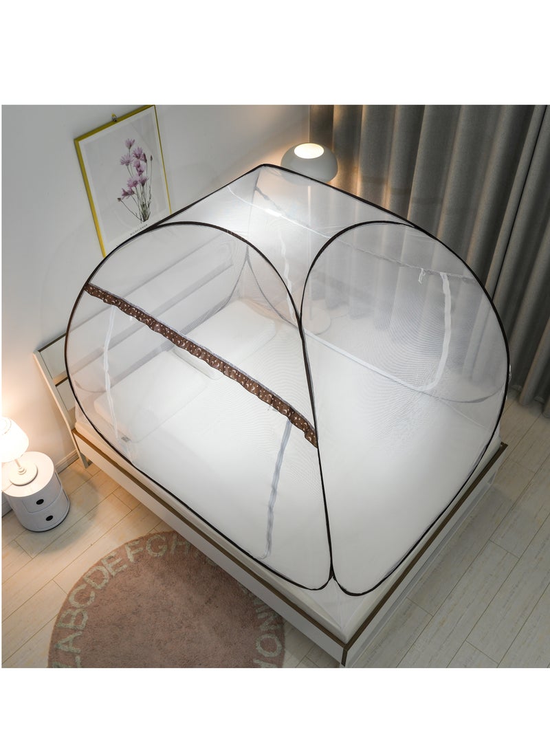 Innovative Thermal Double Mosquito Net - Handmade - Foldable, Polyester 30GSM Strong Mosquito Net PVC Coated Corrosion Resistant Household Steel Wire (Brown)  - Image 2