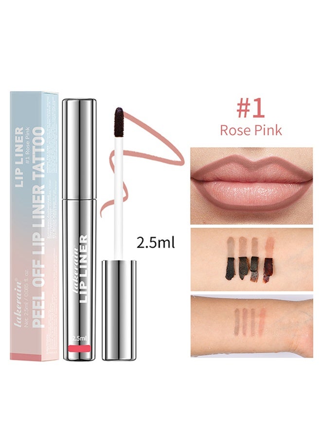 lakerain Peel Off Lip Liner Tattoo Peel Off Lip Stain Long Lasting Lip Stain Peel Off Infused with Hyaluronic Acid and Vitamin E Waterproof Long Lasting Highly Pigmented Matte Lip Tint Rose Pink #01 - Image 1