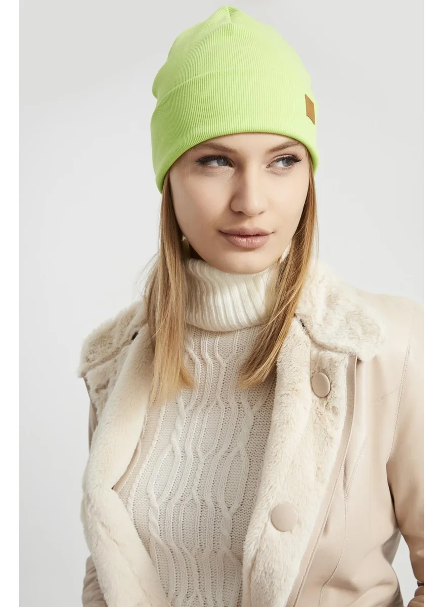 Butikgiz Women's Young Girls' Pistachio Green Hat Beanie - Sports, Comfortable, 100% Cotton, Handmade, Domestic Production