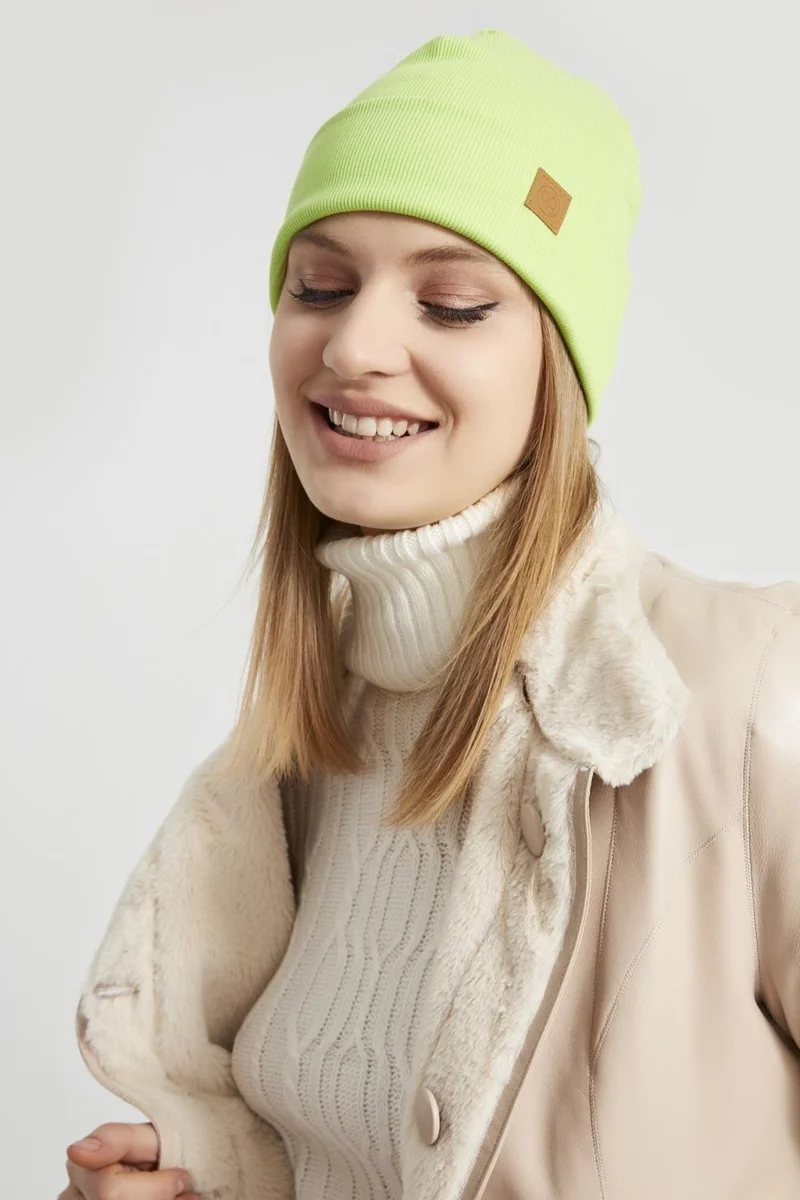بوتيكجيز Women's Young Girls' Pistachio Green Hat Beanie - Sports, Comfortable, 100% Cotton, Handmade, Domestic Production