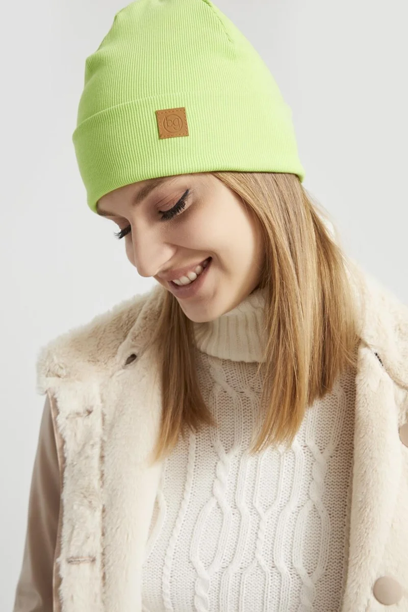 بوتيكجيز Women's Young Girls' Pistachio Green Hat Beanie - Sports, Comfortable, 100% Cotton, Handmade, Domestic Production