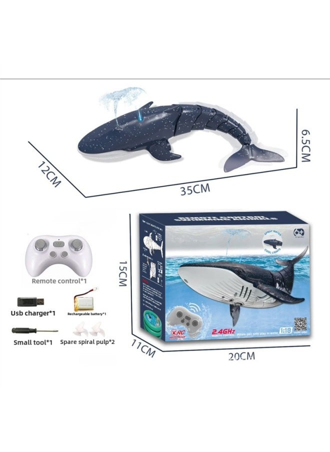 Remote Control Dolphin Real Animal Headlight Shark Whale Water Spray Summer Water Children's Day Water Play Boy Toy-Color:Remote Control Water Spray Whale Blue Upgraded Waterproof Remote Control Gift Box-Specifications:Lithium Battery *1 30 Minutes Battery Life + Freight Insurance + Lifetime Warranty  - Image 1