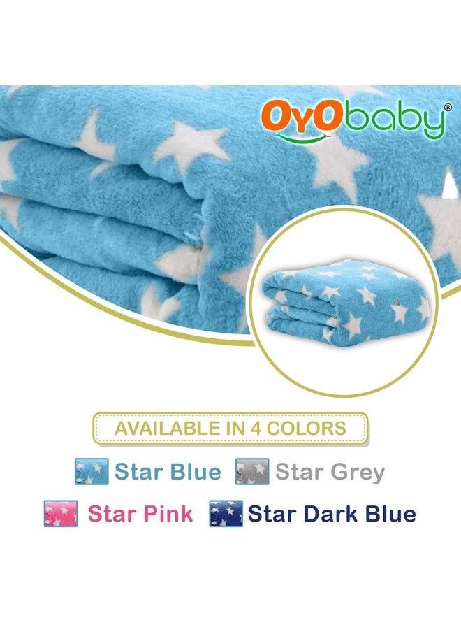 OYO BABY New Born Baby Blankets All Season Fluffy 2 Layered Ac Wrapping Blanket For Baby Boys And Baby Girls Toddlers ; Reversible Blanket 100Cm X 75Cm (012 Months Baby Pink & Grey Star Printed)  - Image 4