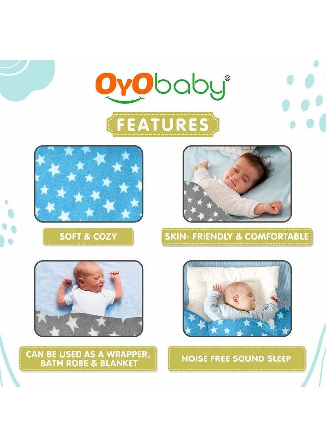 OYO BABY New Born Baby Blankets All Season Fluffy 2 Layered Ac Wrapping Blanket For Baby Boys And Baby Girls Toddlers ; Reversible Blanket 100Cm X 75Cm (012 Months Baby Pink & Grey Star Printed)  - Image 5