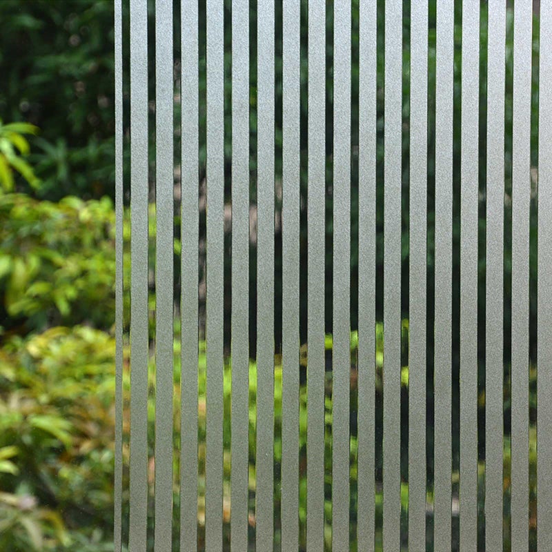 VSUDO Window Privacy Film â€“ Frosted Stripe Static Cling Window Film for Glass, Semi-Private Decorative Tint for Office, Door, Home Use, No Glue Removable Design, 17.5" by 78.7" - Image 1