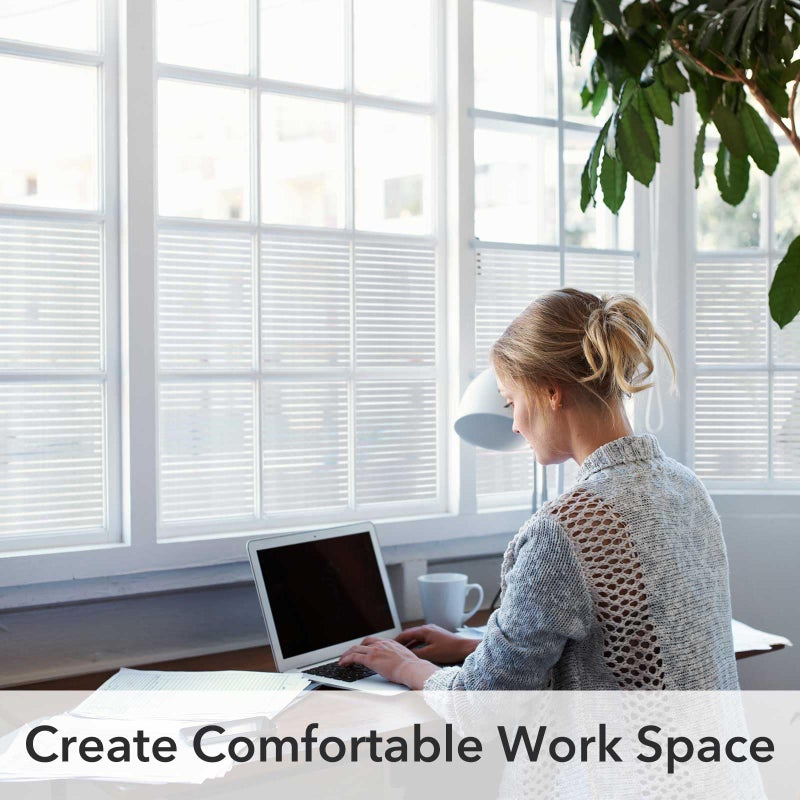 VSUDO Window Privacy Film â€“ Frosted Stripe Static Cling Window Film for Glass, Semi-Private Decorative Tint for Office, Door, Home Use, No Glue Removable Design, 17.5" by 78.7" - Image 4
