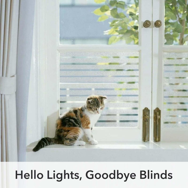 VSUDO Window Privacy Film â€“ Frosted Stripe Static Cling Window Film for Glass, Semi-Private Decorative Tint for Office, Door, Home Use, No Glue Removable Design, 17.5" by 78.7" - Image 2