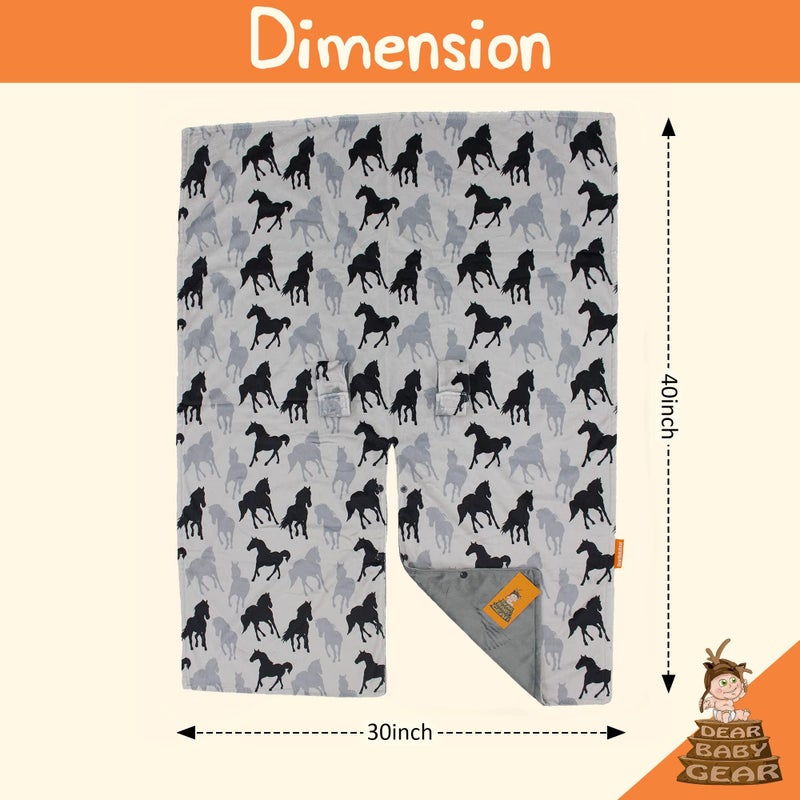 Dear Baby Gear Car Seat Cover for Boys & Girls - Baby Carseat Canopy w/Snap Opening - Infant Seat Cover - Stroller & Nursing Covers - Newborn Carrier Canopy - 40x30" (Black and Gray Horses) - Image 4