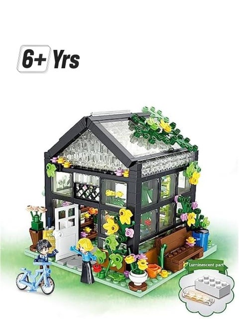 Flower House Building Setwith LED Lights Warmth Building Blocks Setatible with Most Block SetCreative Building Playset House Great  for Kids Children Boys Girls