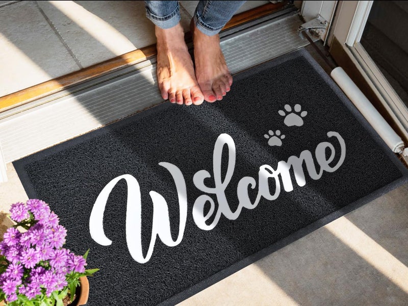T.Henv Door Mat Welcome Outdoor/Indoor Heavy Duty Non Slip Doormat For Front Door Entance Outside Door Mats For Home Entry Floor Easy To Clean Waterpoof Doormats 30""X17.5"" Black-Welcome A - Image 3