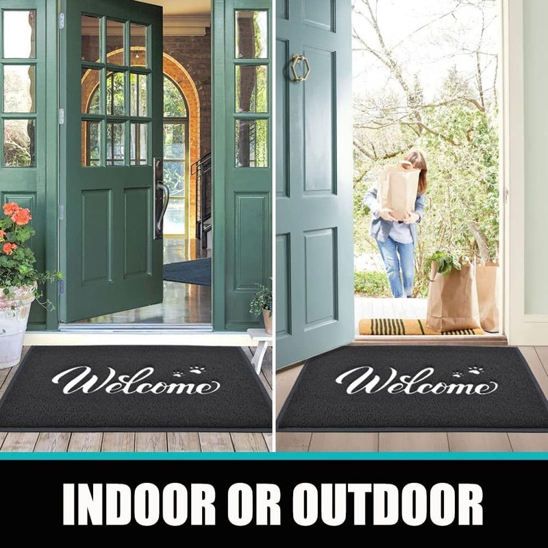 T.Henv Door Mat Welcome Outdoor/Indoor Heavy Duty Non Slip Doormat For Front Door Entance Outside Door Mats For Home Entry Floor Easy To Clean Waterpoof Doormats 30""X17.5"" Black-Welcome A - Image 5
