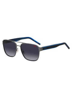HUGO Men's Uv Protection Rectangular Shape Acetate Sunglasses Hg 1298/S Grey 46 - Lens Size: 46.1 Mm - Blk Blue B  - Image 1