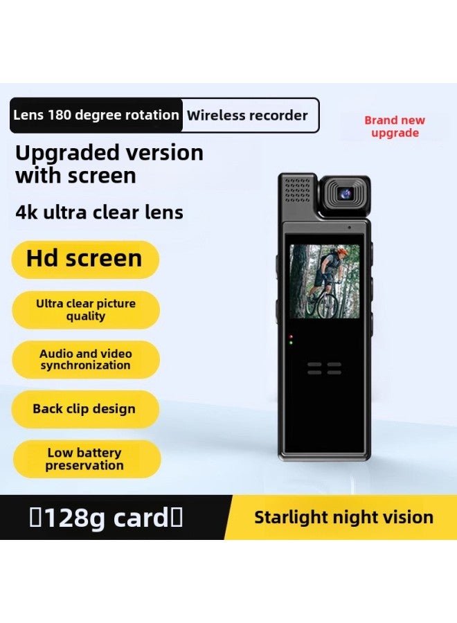 Generic The Recorder Recording Pen Remote Monitoring With Video Recording Machine Camera HD Sports Camera-Body Color:Outdoor Sports Dv Version With Screen + 128g Card [hd Display + Audio And Video Synchronization + Ultra Clear Night  - Image 1