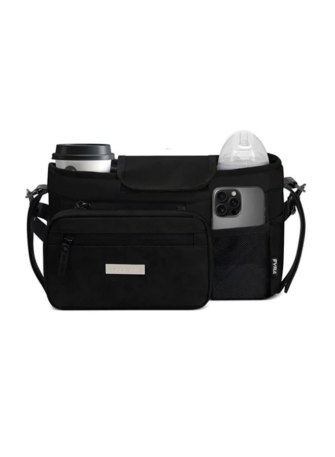 neobreez FYRA Universal Baby Stroller Organizer|Baby Stroller Caddy Hanging Travel Stroller Bag with Insulated  Cup Holder,  Bottle Holders|Phone Pocket |Fits All Strollers|Pram Buggy Pushchair Organizer Bag