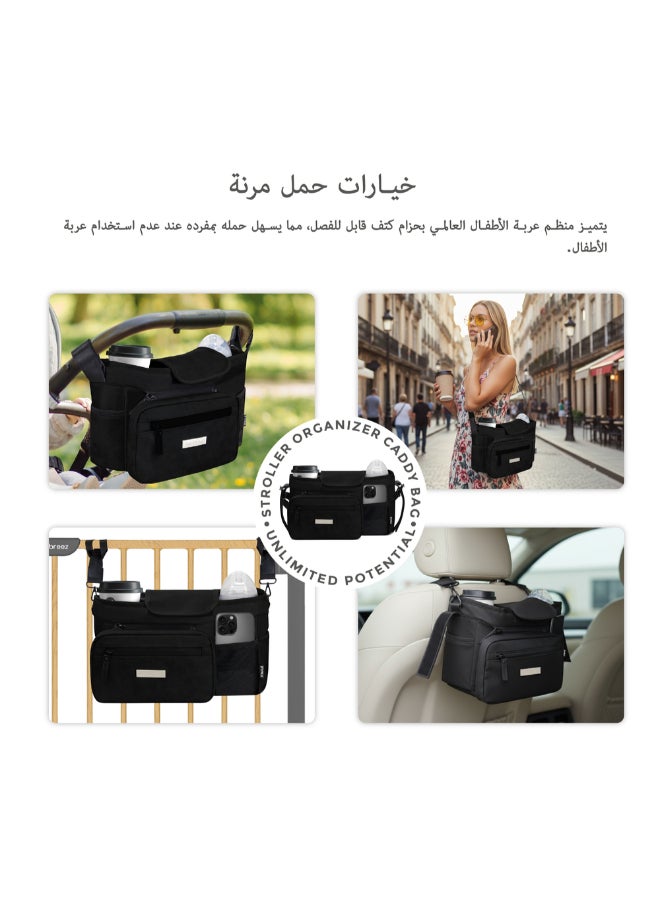 neobreez FYRA Universal Baby Stroller Organizer|Baby Stroller Caddy Hanging Travel Stroller Bag with Insulated  Cup Holder,  Bottle Holders|Phone Pocket |Fits All Strollers|Pram Buggy Pushchair Organizer Bag - Image 5