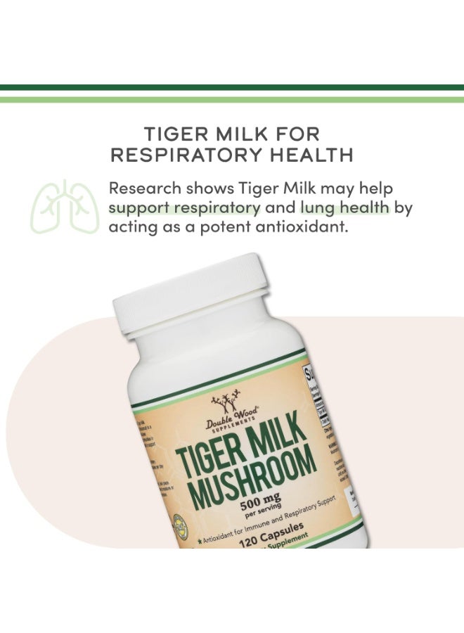 Double Wood Supplements Tiger Milk Mushroom 500mg 120 Caps - Image 2