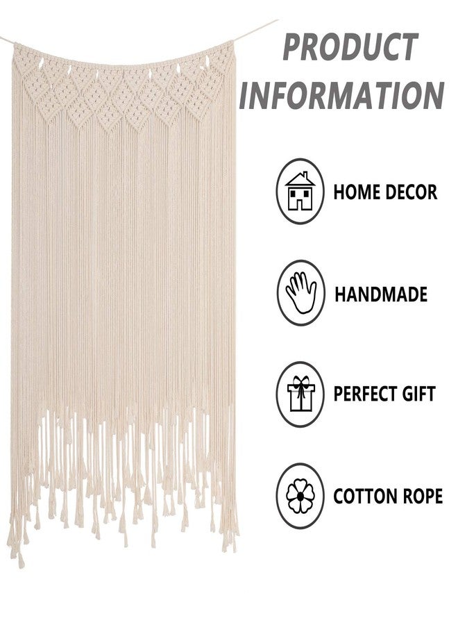 RLoncomix Boho Macrame Wall Hanging, Large Woven Tapestry Wall Art Bohemian Cotton Handmade Macrame Backdrop for Wedding Living Room Gallery Bedroom, Beige, 39"x 45" - Image 3