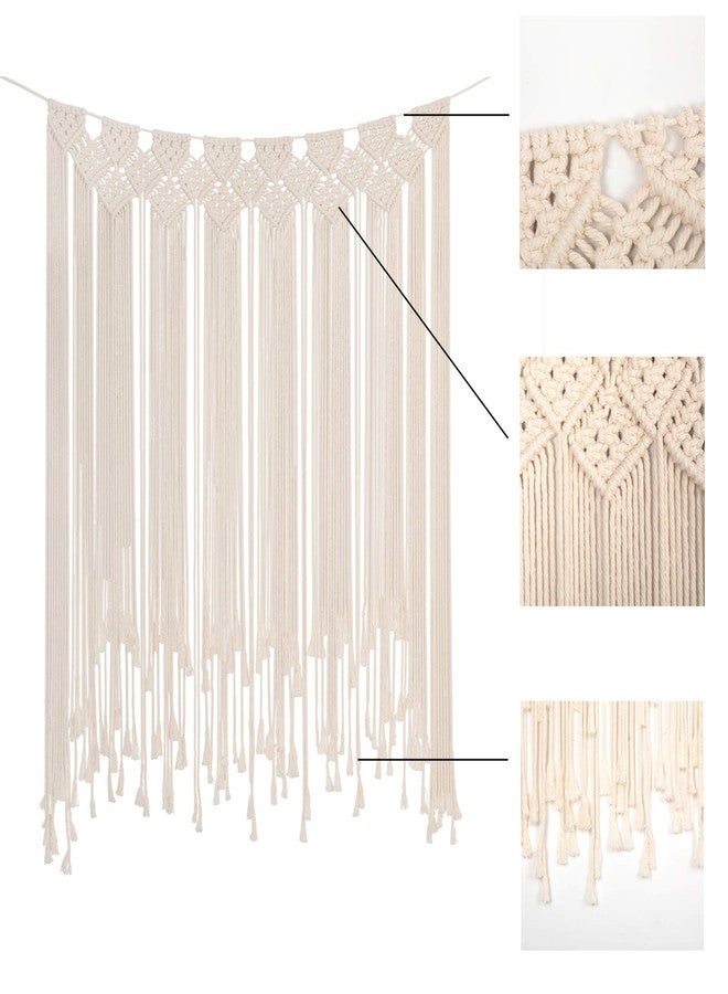 RLoncomix Boho Macrame Wall Hanging, Large Woven Tapestry Wall Art Bohemian Cotton Handmade Macrame Backdrop for Wedding Living Room Gallery Bedroom, Beige, 39"x 45" - Image 4