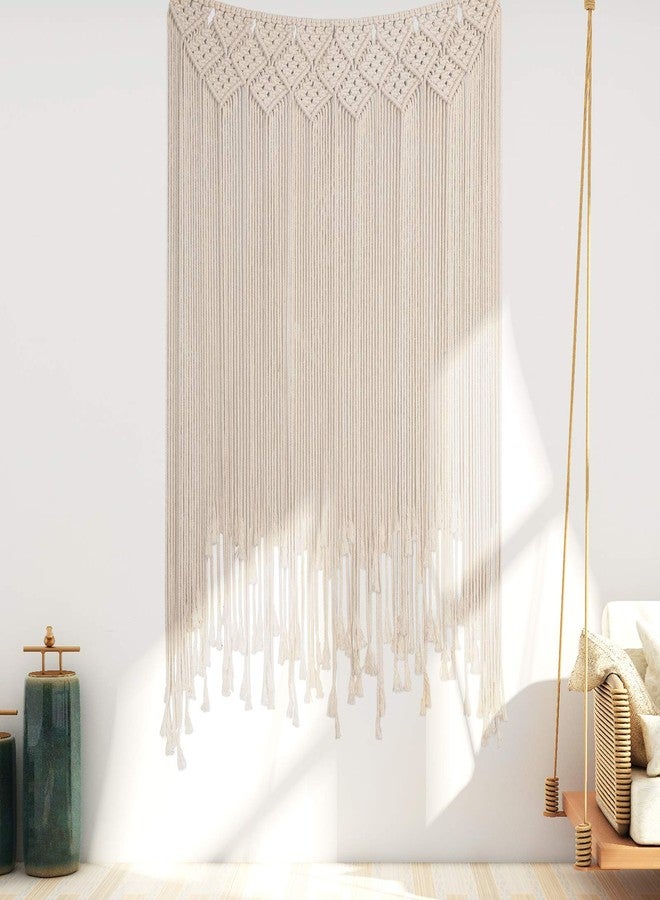 RLoncomix Boho Macrame Wall Hanging, Large Woven Tapestry Wall Art Bohemian Cotton Handmade Macrame Backdrop for Wedding Living Room Gallery Bedroom, Beige, 39"x 45" - Image 5