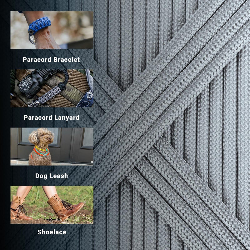 WEREWOLVES Paracord Rope, 7 Strand Type III Parachute Cord 4mm 100ft / 200ft for Crafting, DIY Projects, Survival Bracelets (Gray, 100 ft) - Image 3
