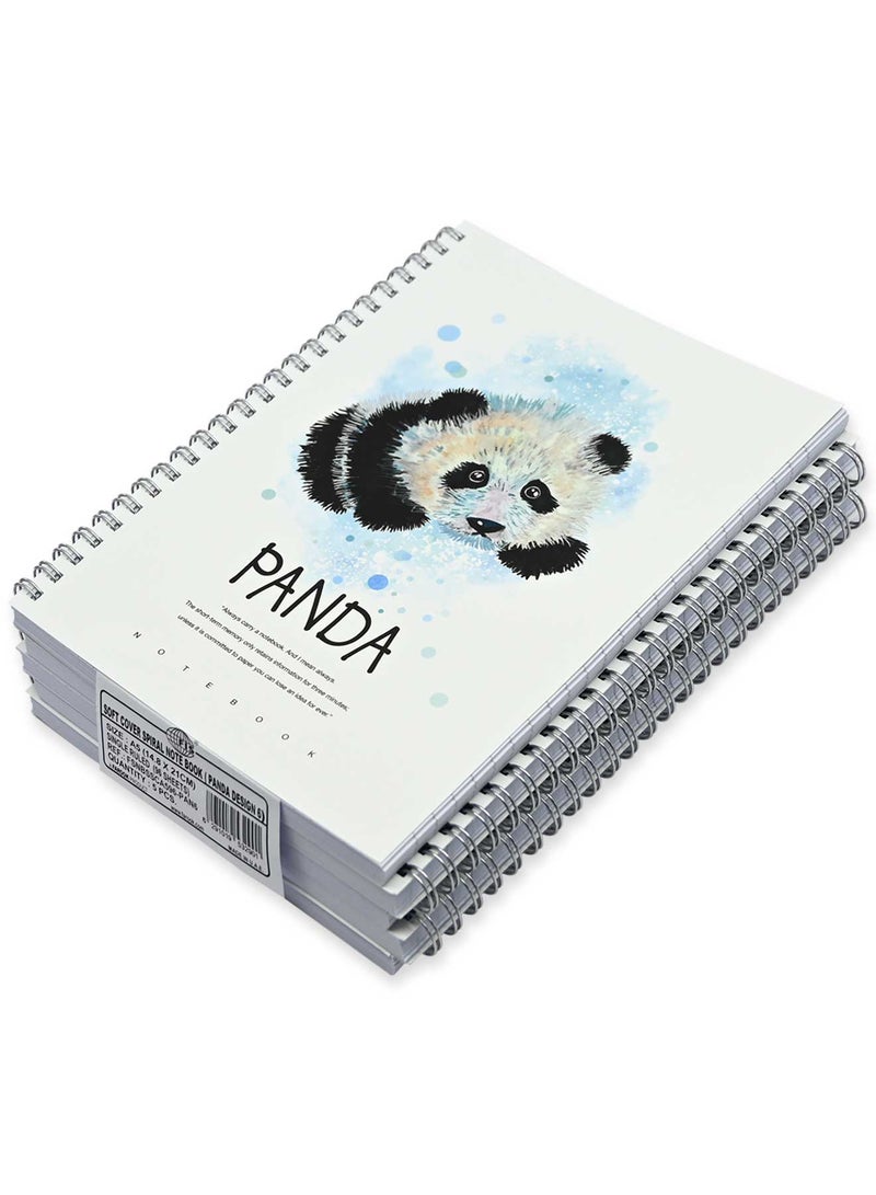 FIS مجموعة FIS من 5 دفاتر ملاحظات ذات غلاف ناعم، 96 ورقة تصميم باندا A5 6 -FSNBSSCA596-PAN6 - Image 3