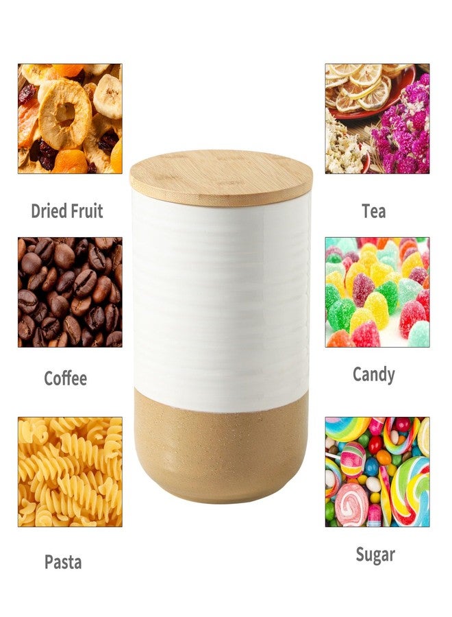 Hasense Hansense 80oz White Ceramic Food Storage Jar with Bamboo Lid - 7.5 Inch Minimalist Kitchen Canister for Pantry, Dry Goods, Sugar, Tea, Flour - Airtight Wide Mouth Container with Natural Base - Image 4