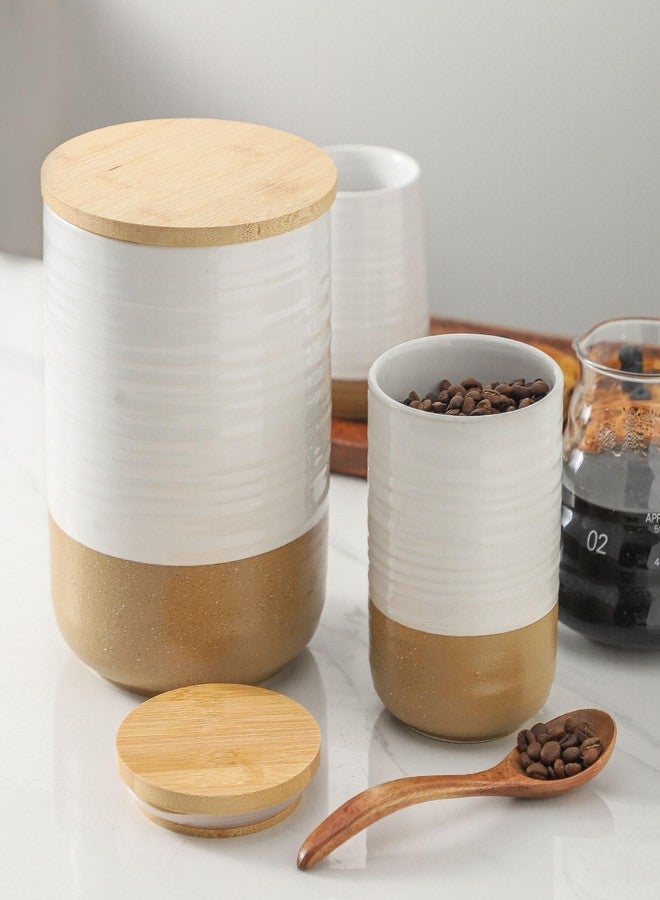 Hasense Hansense 80oz White Ceramic Food Storage Jar with Bamboo Lid - 7.5 Inch Minimalist Kitchen Canister for Pantry, Dry Goods, Sugar, Tea, Flour - Airtight Wide Mouth Container with Natural Base - Image 5