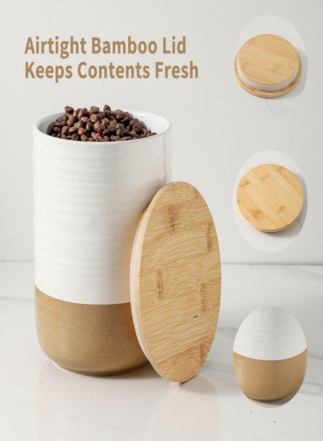 Hasense Hansense 80oz White Ceramic Food Storage Jar with Bamboo Lid - 7.5 Inch Minimalist Kitchen Canister for Pantry, Dry Goods, Sugar, Tea, Flour - Airtight Wide Mouth Container with Natural Base - Image 3